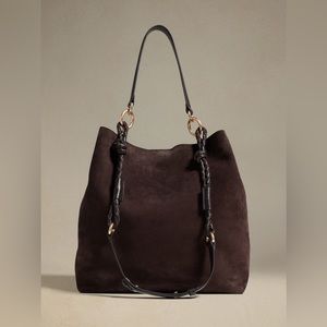 Chocolate brown leather suede hobo bag